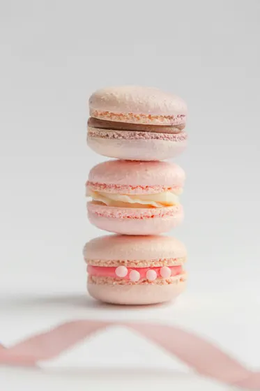 Stack of pink macarons